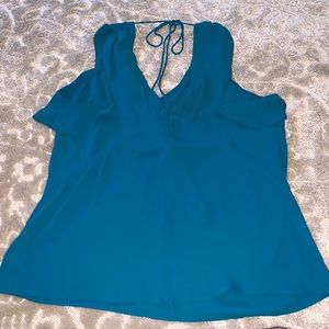 Express Ruffle Sleeve Top - Size M - Teal